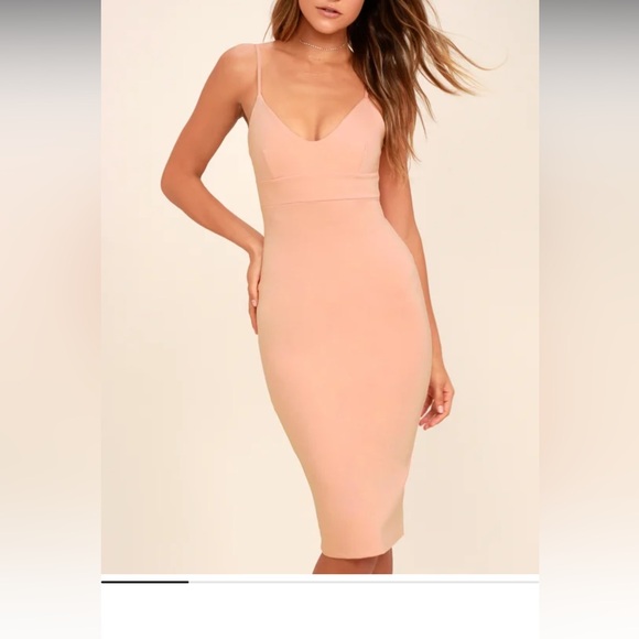 Lulu’s Blush Pink Bodycon Midi Dress - Picture 2 of 8